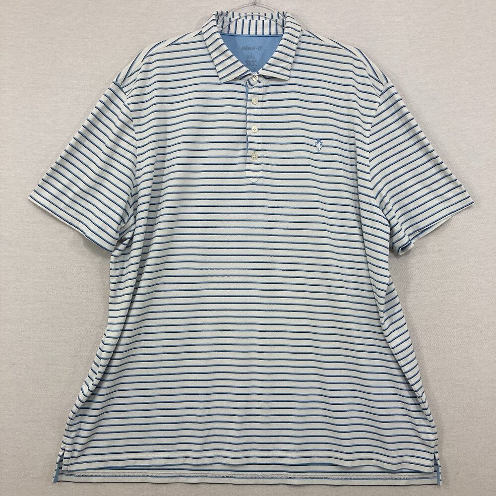 Johnnie-O size XXL Blue White Striped Short Sleeve Polo Shirt Golf‎ Outdoor